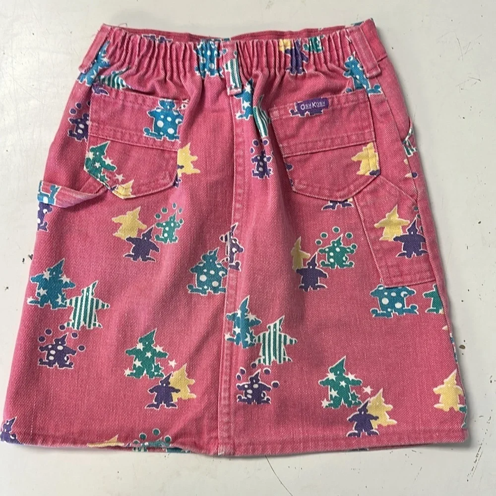 Oshkosh Vintage Denim Jean Skirt Juggling Circus Clowns 6x